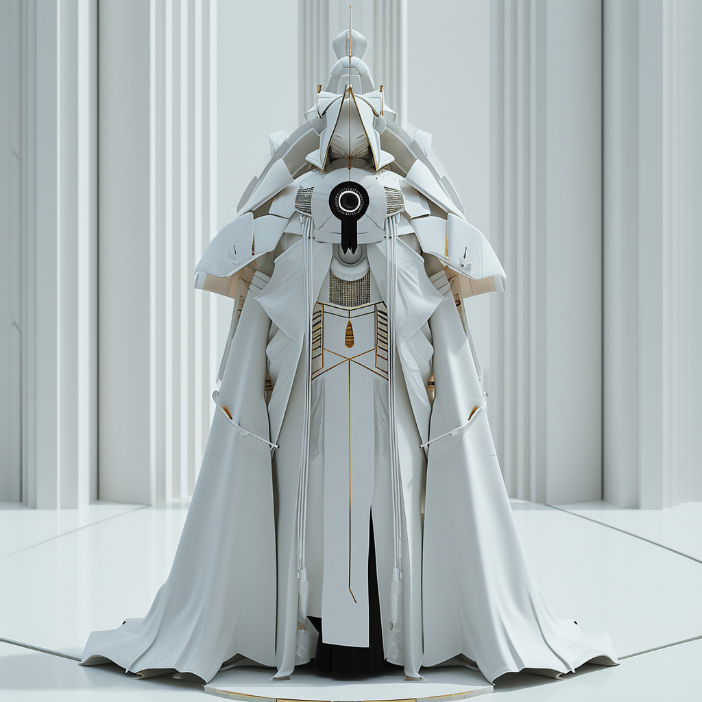 Futuristic Japanese Emperor in White Robes