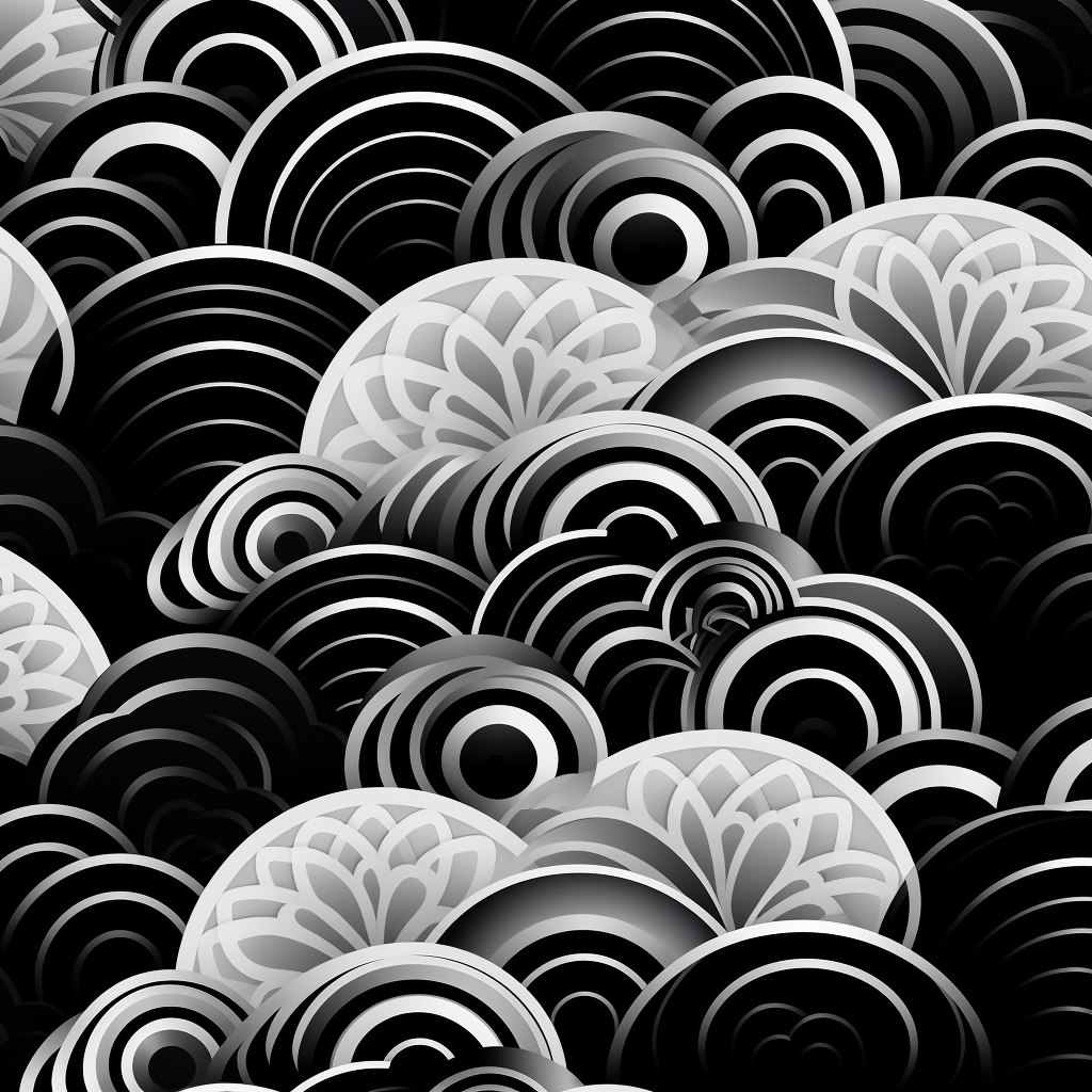 Futuristic Japanese ornament pattern in monochrome