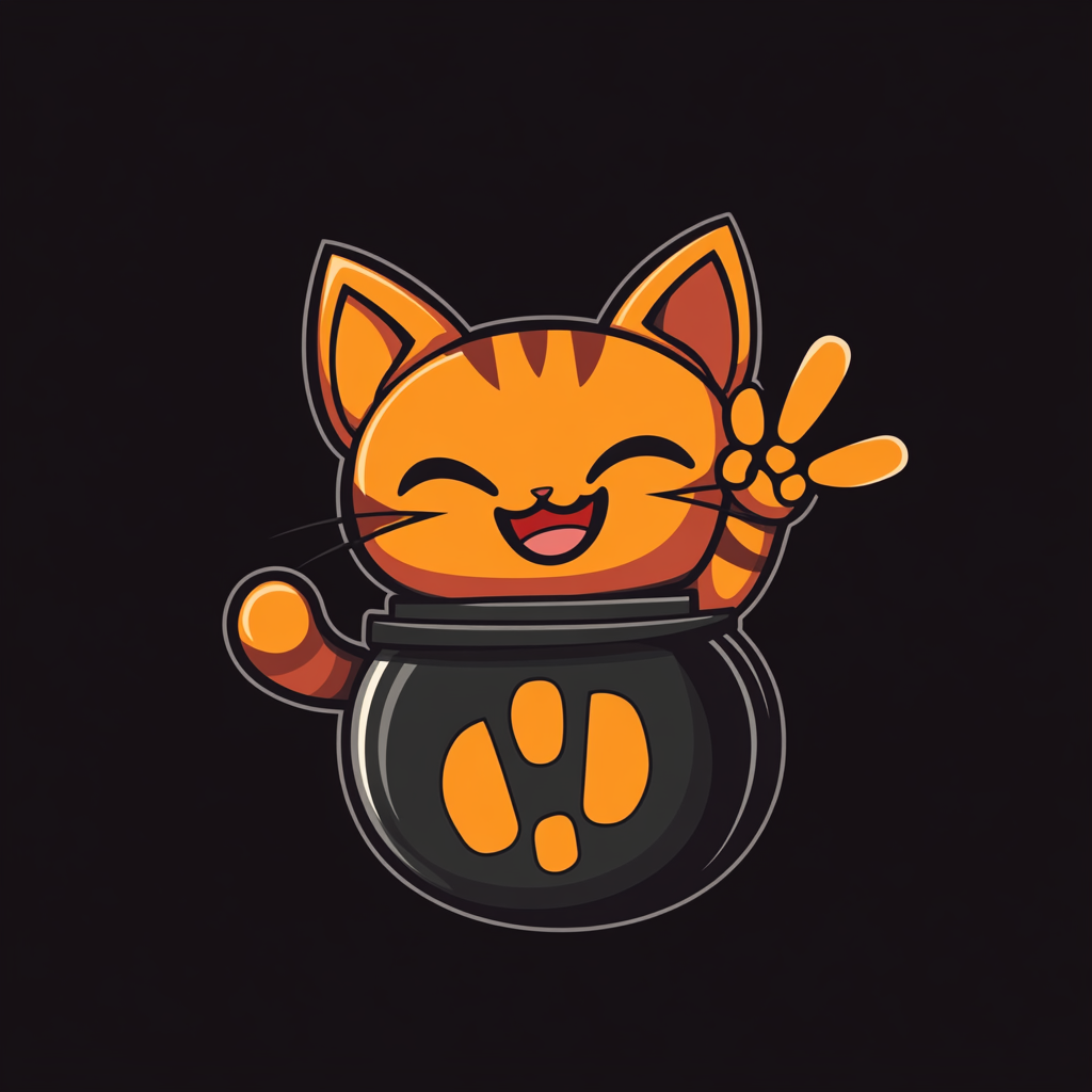 Cute kitten holding grenade logo