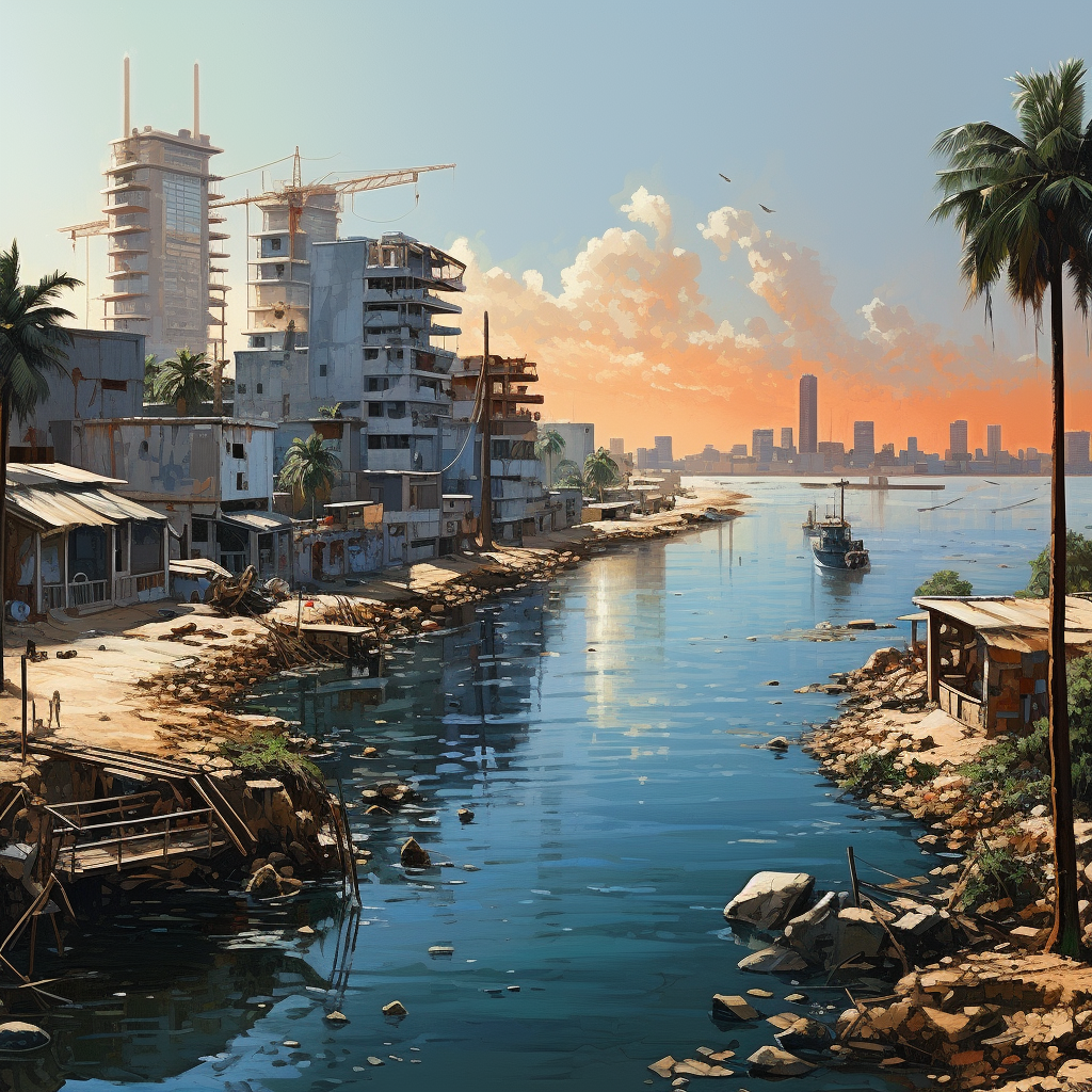 Futuristic Lagos Seascape Photorealistic Artwork