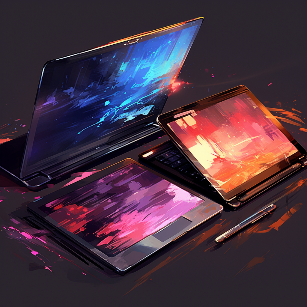 Illustration of futuristic laptops