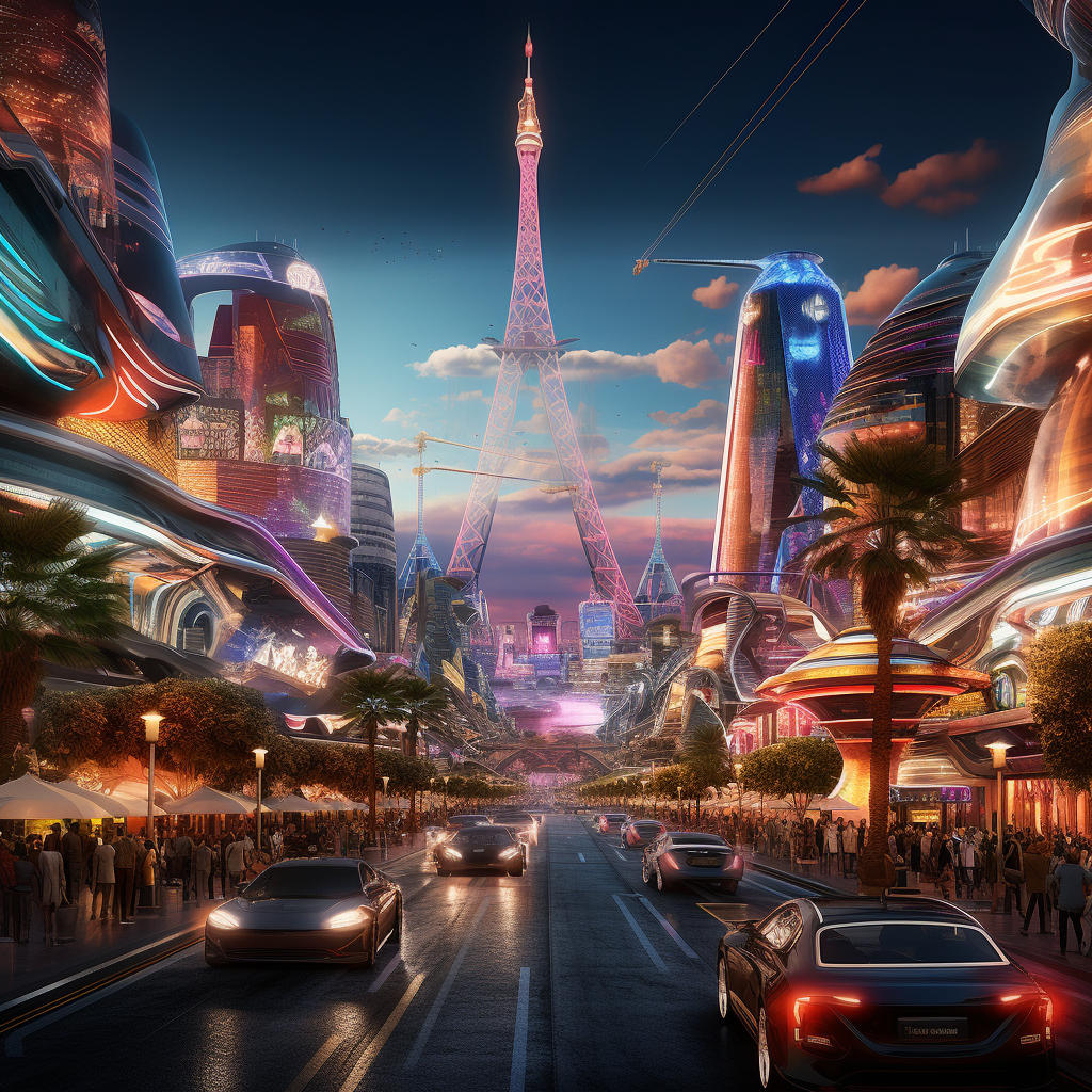 Futuristic Las Vegas strip in 2500