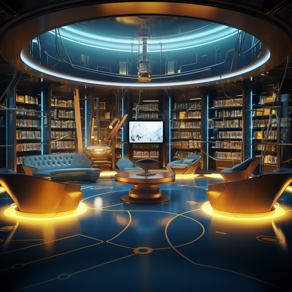 Futuristic Law Library Scene