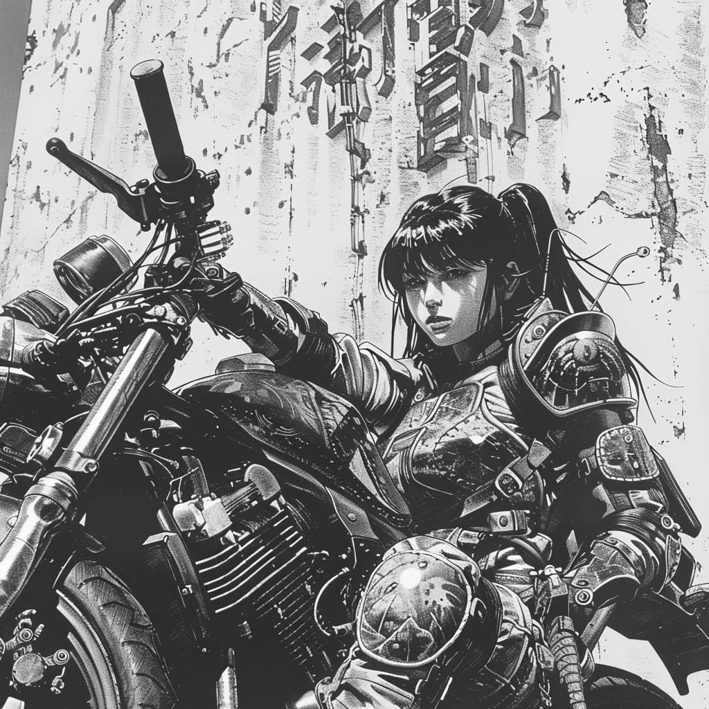 Brutal anime style motorcycle outlaws