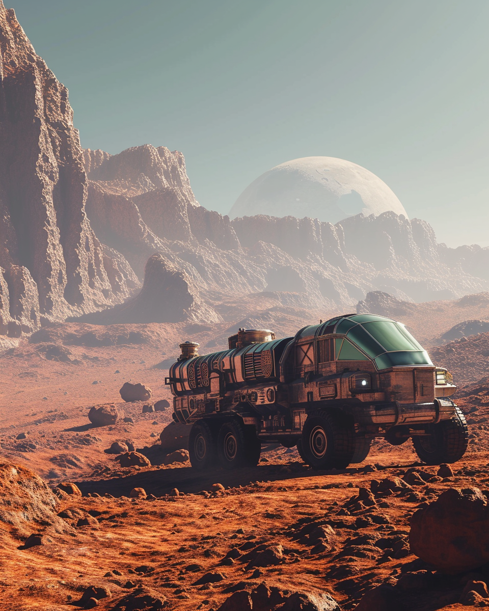 Futuristic Mars Base with Jeep Wrangler