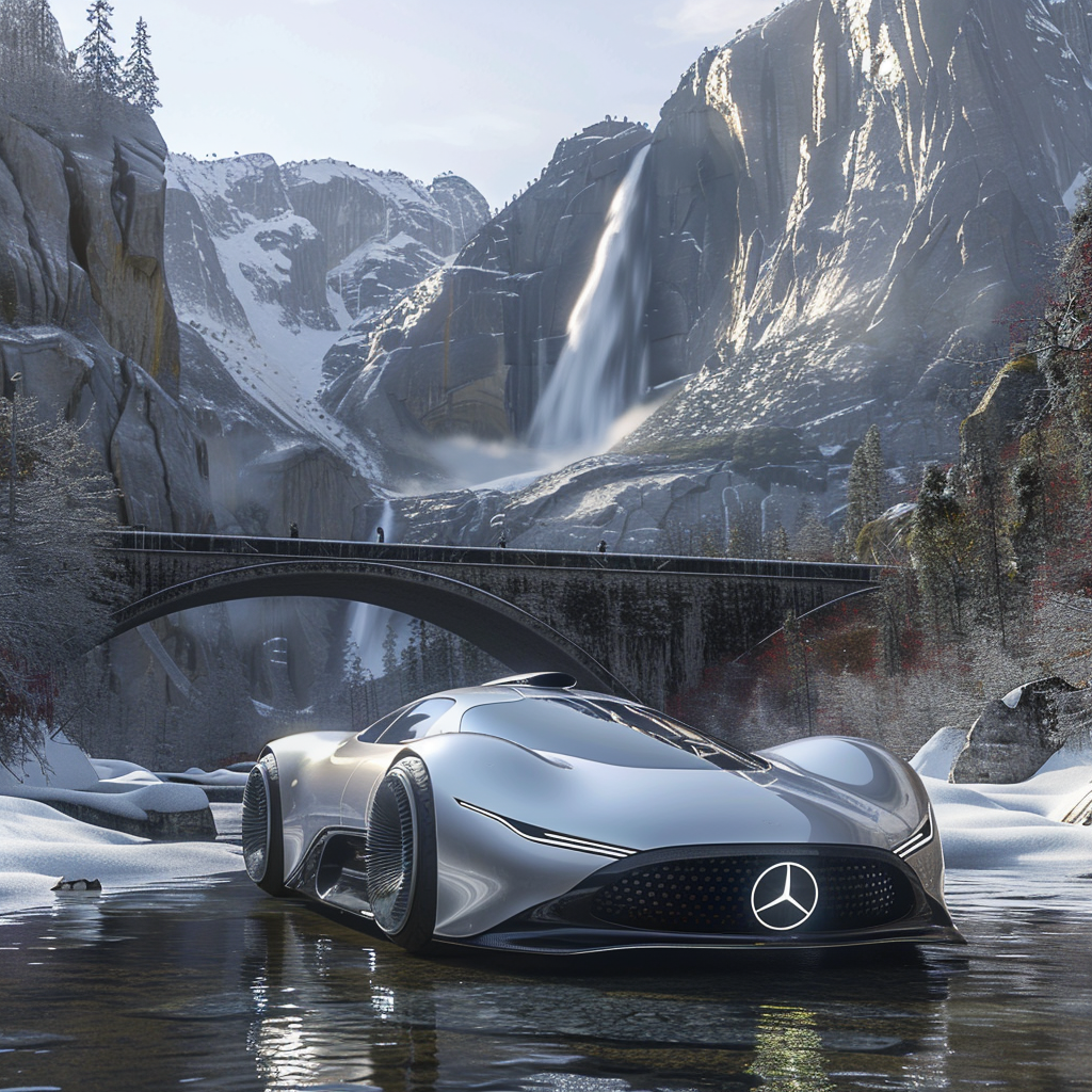 Super Futuristic Mercedes Car Mountains