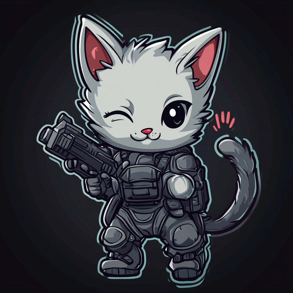 Cute Cyborg Kitten Logo Patch