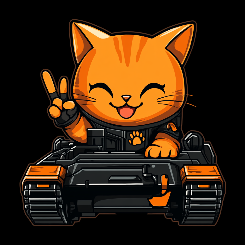 cute orange cyborg kitten logo