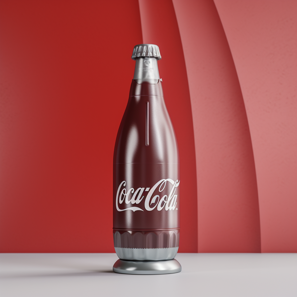 Futuristic Metal Coca Cola Bottle in Minimal Backdrop