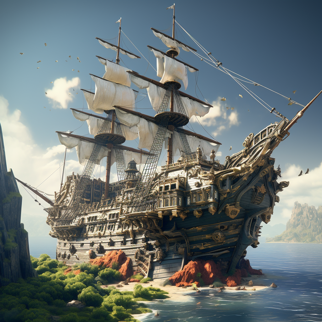 Metal galleon in Sea of Thieves