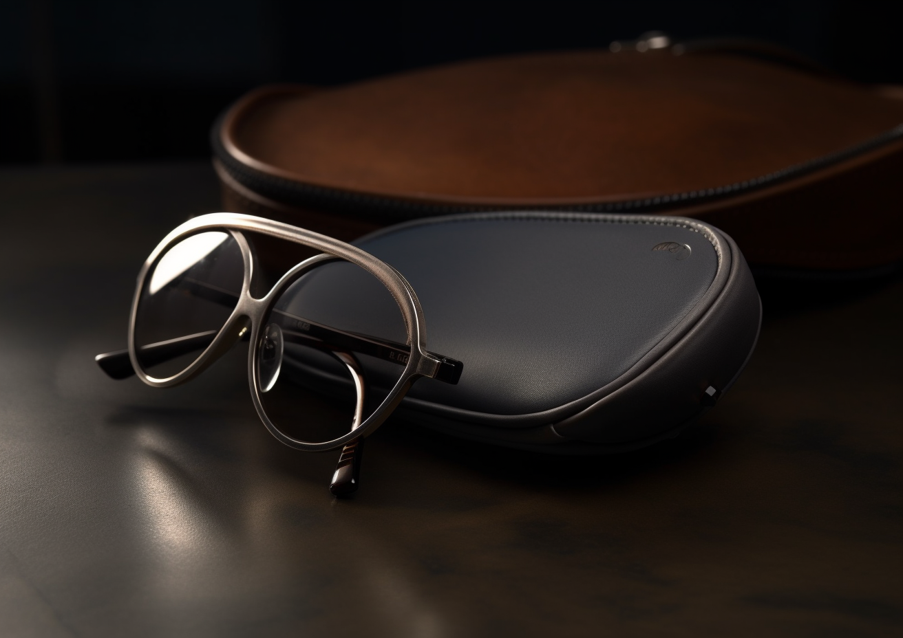 Futuristic metal sunglasses case.