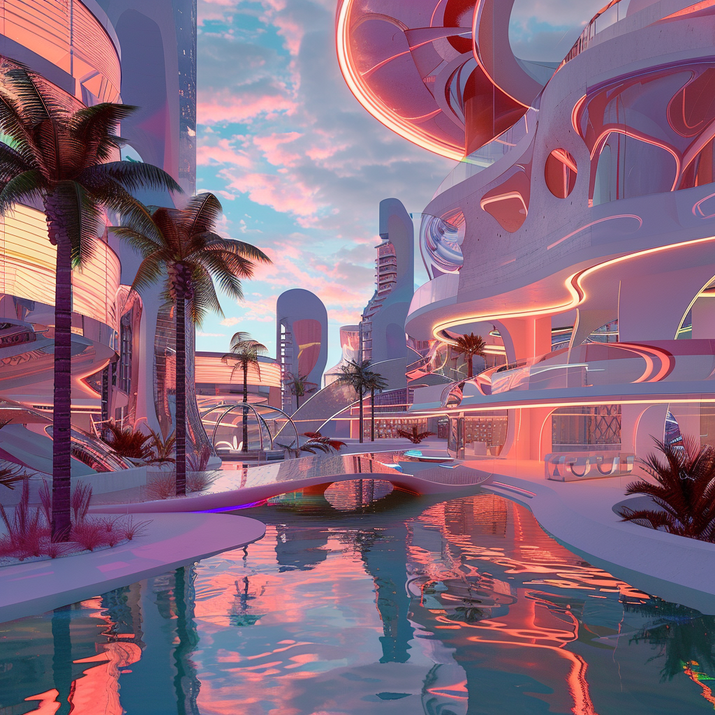 Futuristic Miami Beach Scene