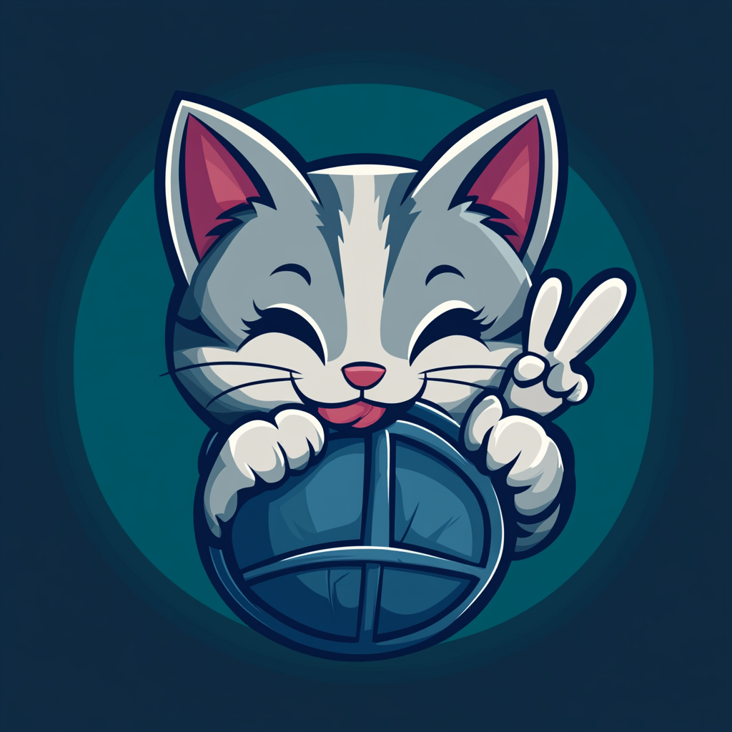 Cute kitten mercenary logo design