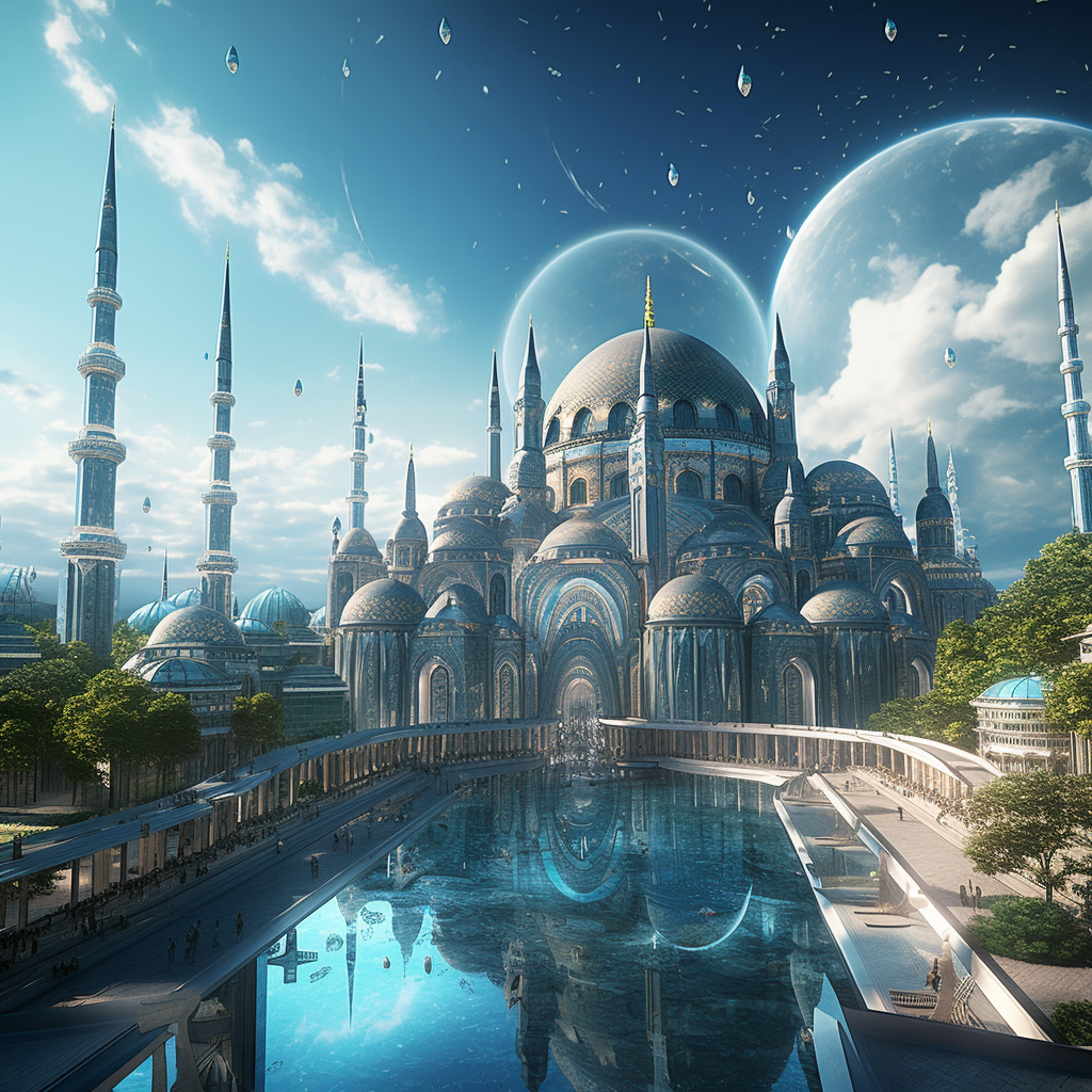 futuristic Muslim empire city architecture