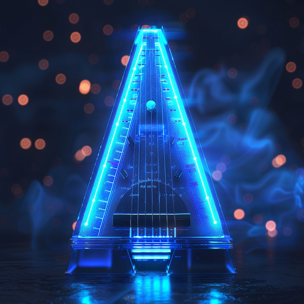 Blue futuristic metronome icon