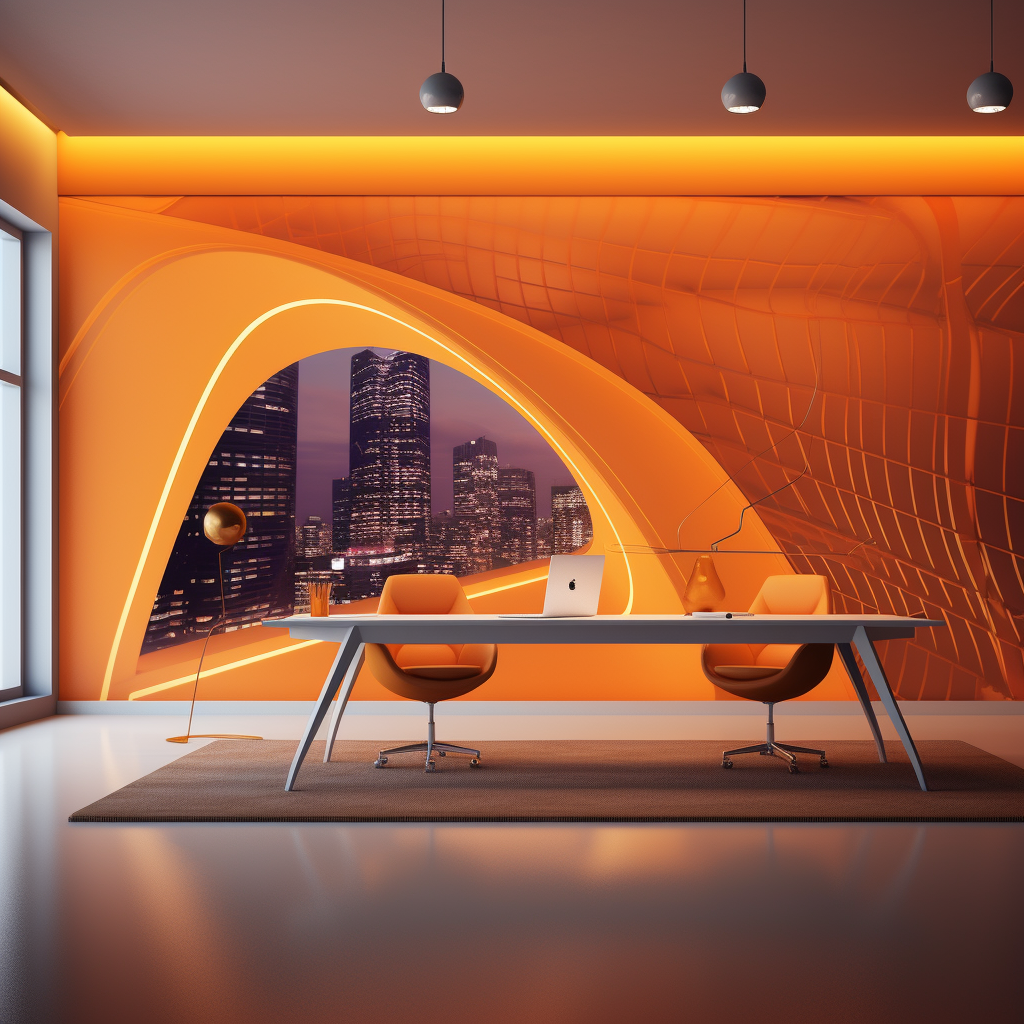 Futuristic orange Miami lights modern marketing agency