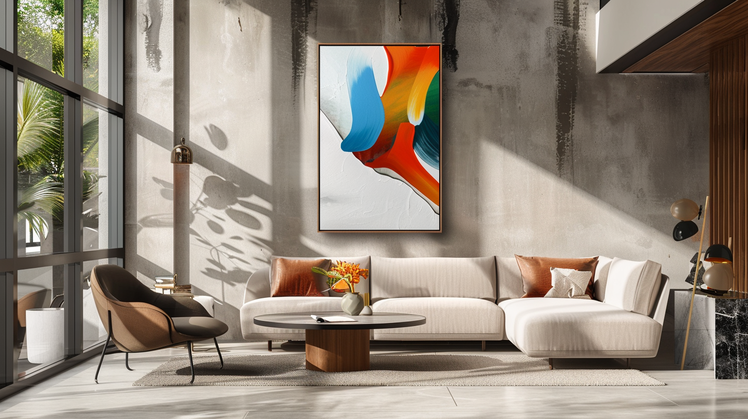 Modern futuristic painting wooden frame