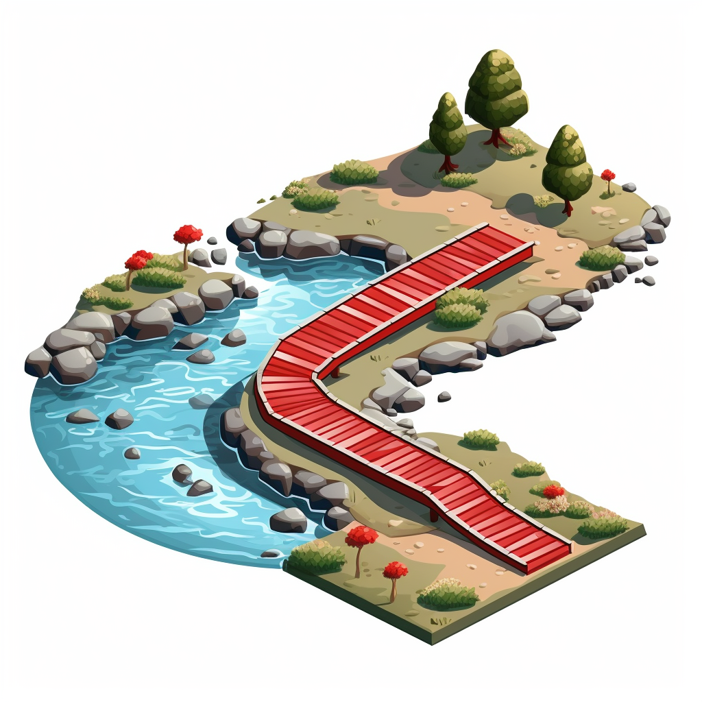 Isometric footprints on red pathway in eco-friendly park