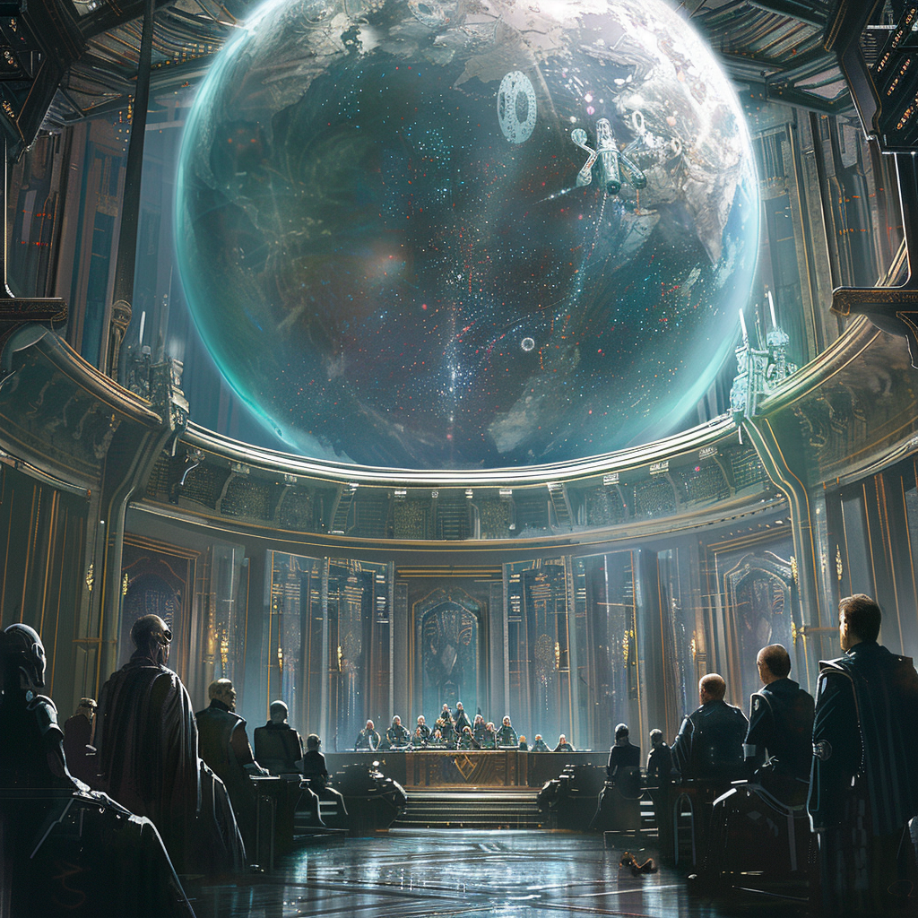 Massive Futuristic Parliament Meeting Art