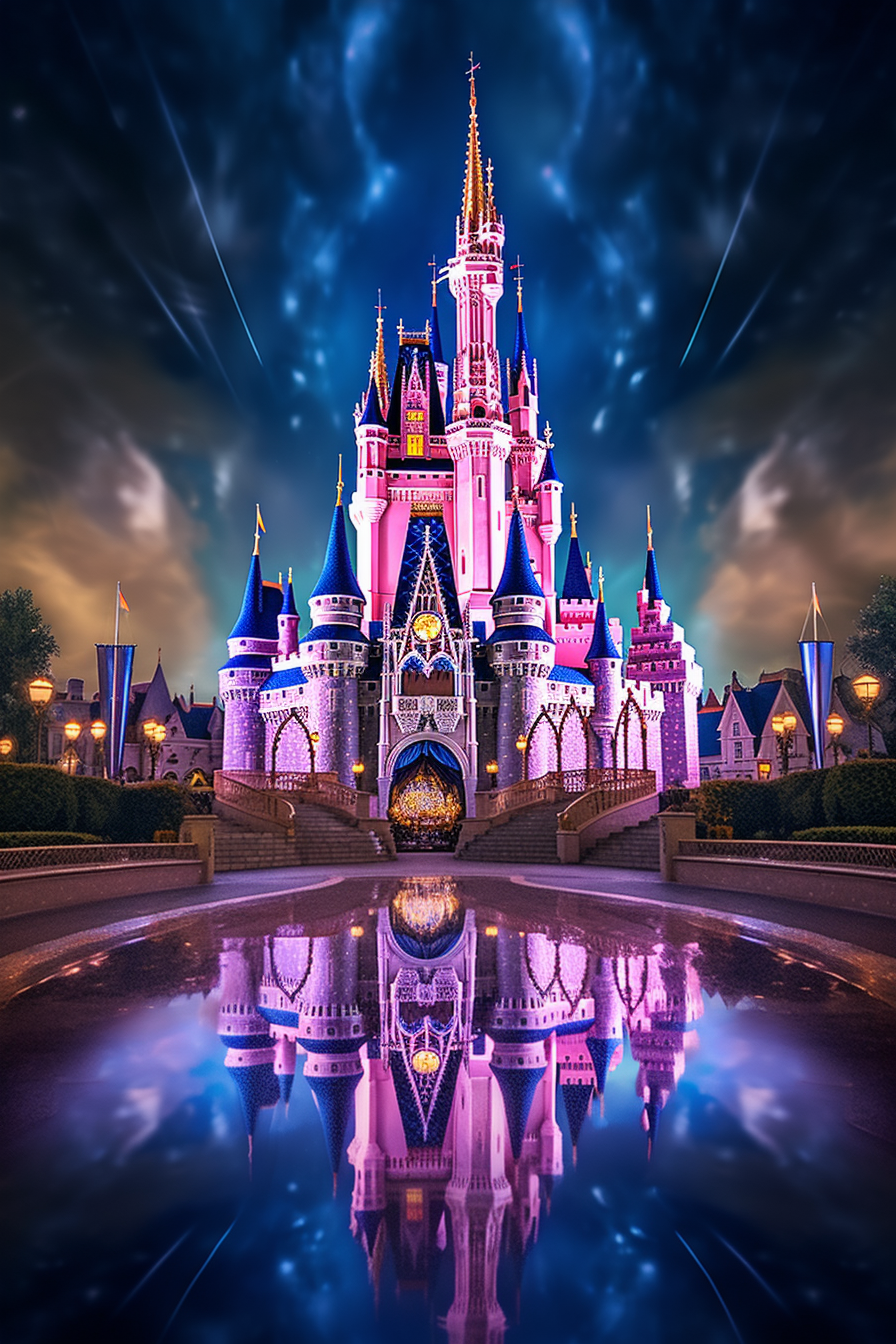 Pink Cinderella Castle Night