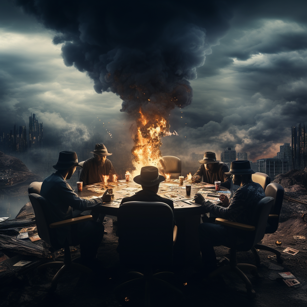 Futuristic poker game in apocalypse