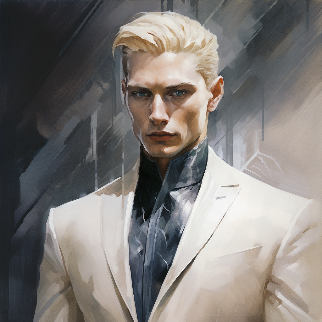 Muscular blonde man in futuristic robes