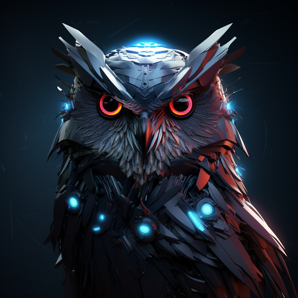 Futuristic glowing polygon owl