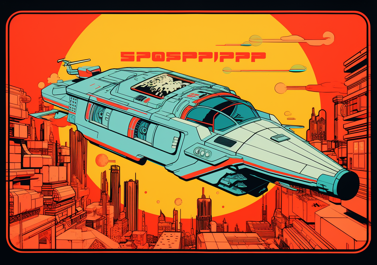 Bold psychedelic spaceship art design