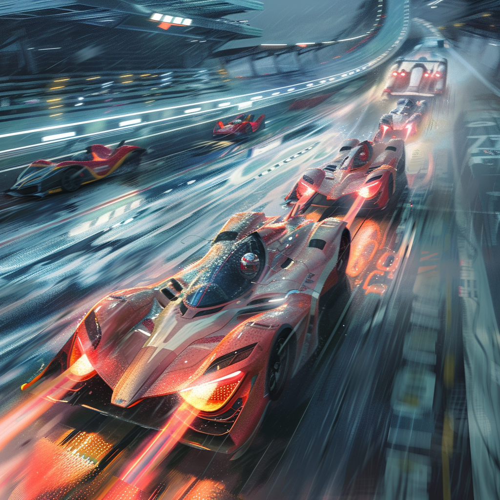 Futuristic racing scene illustration