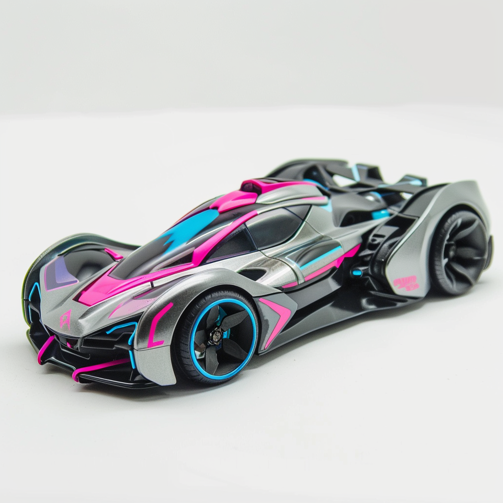 Grey Pink Blue Futuristic RC Sports Car