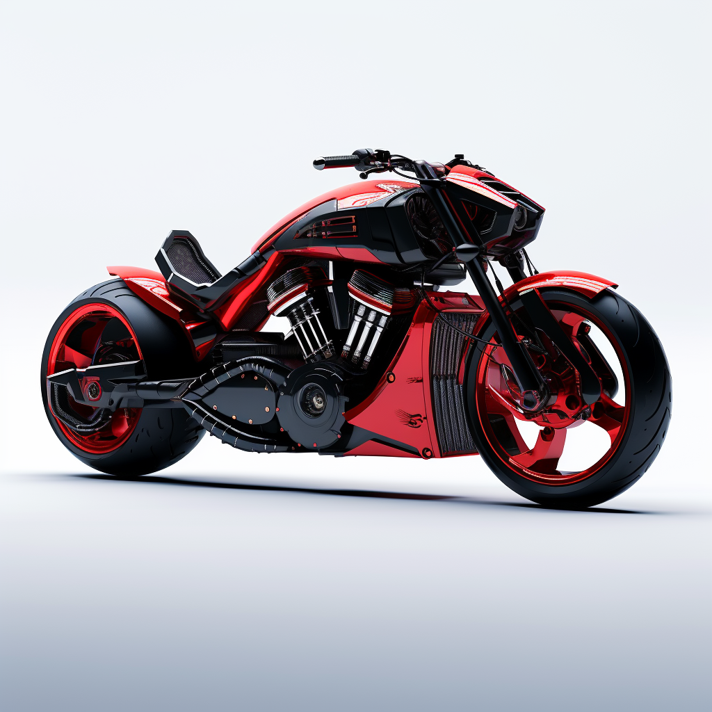 Red black custom chopper motorcycle