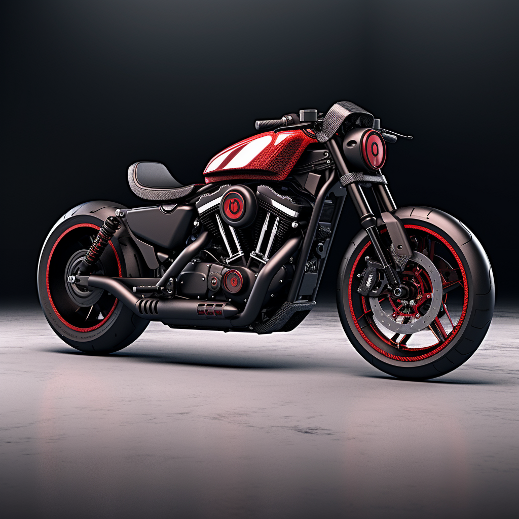 Futuristic Red Black Harley Davidson Motorcycle