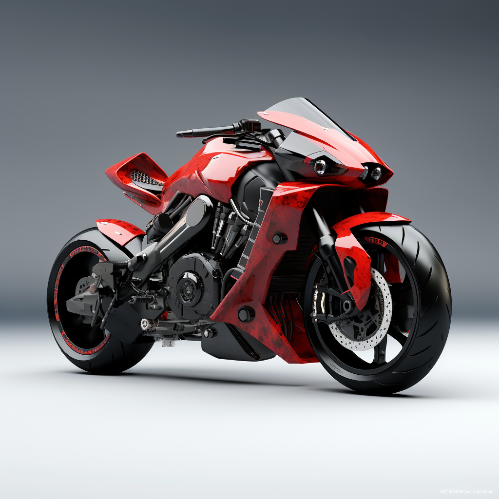 Futuristic red black motorcycle carbon fiber