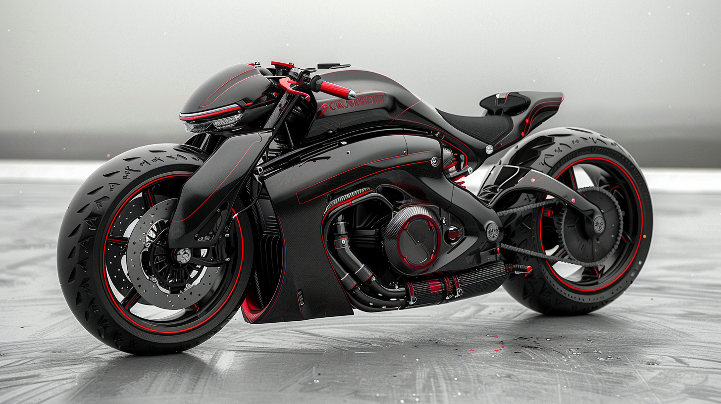 Futuristic black red motorcycle image