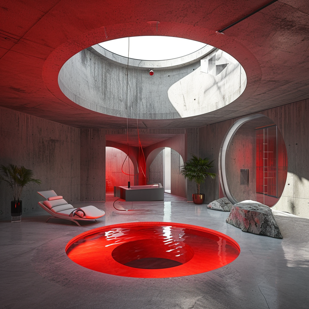 Futuristic Luxury Spa Room with Circular Pool