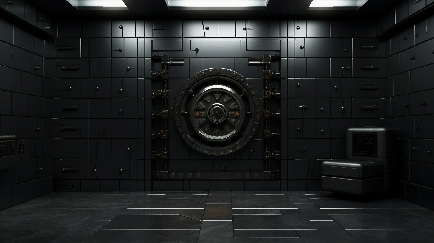 Dark grey room with futuristic safe