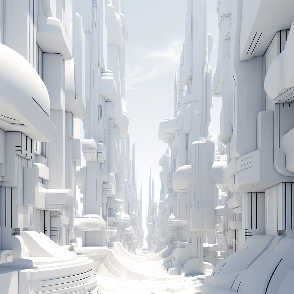 White Textured Futuristic Skyscrapers