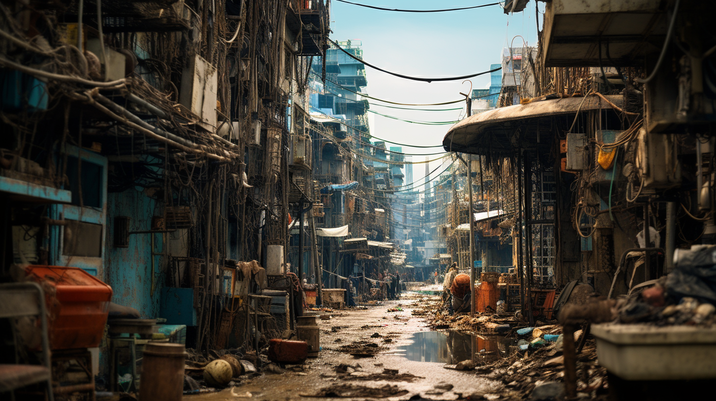 Futuristic slum - hyper-detailed composition