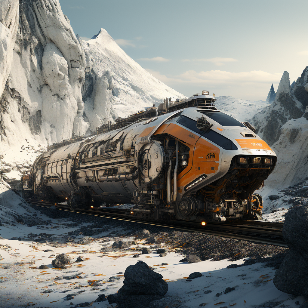 Futuristic Space Ship near glaciers