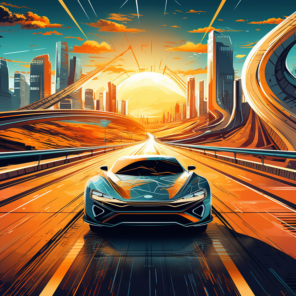 Futuristic car race flyer illustration