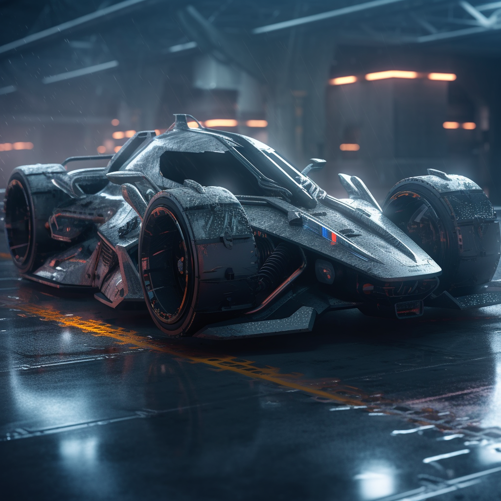 Metallic gray futuristic super race car