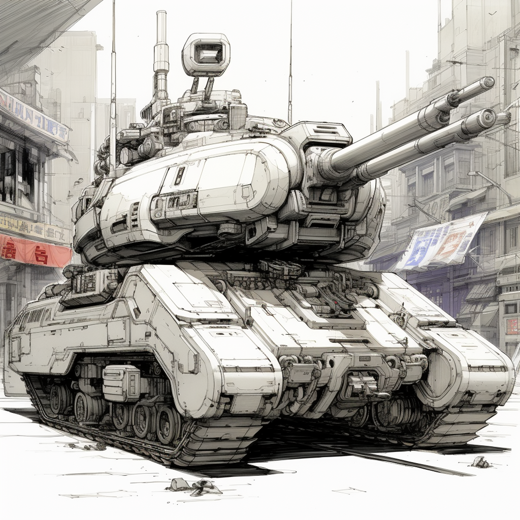 Futuristic tank sketch artwork