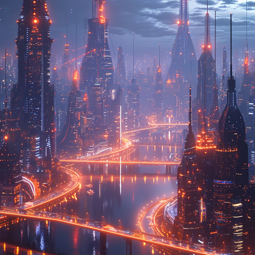 Futuristic Tech City Photos