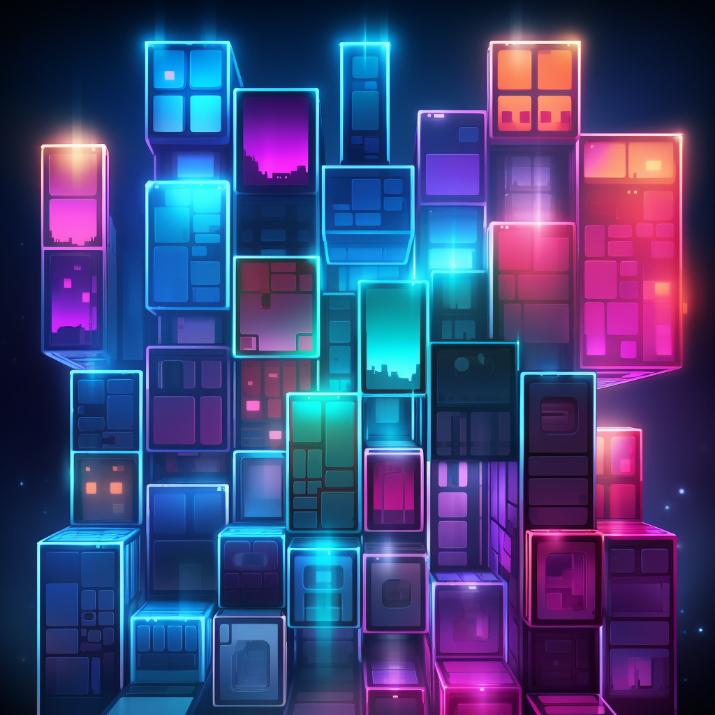 Futuristic Tetris game screenshot