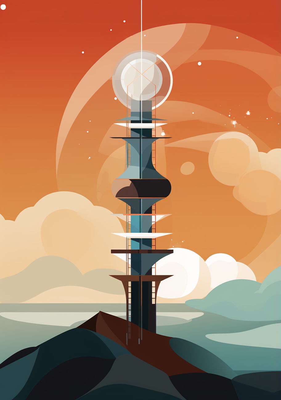 Futuristic tower in the sky vector