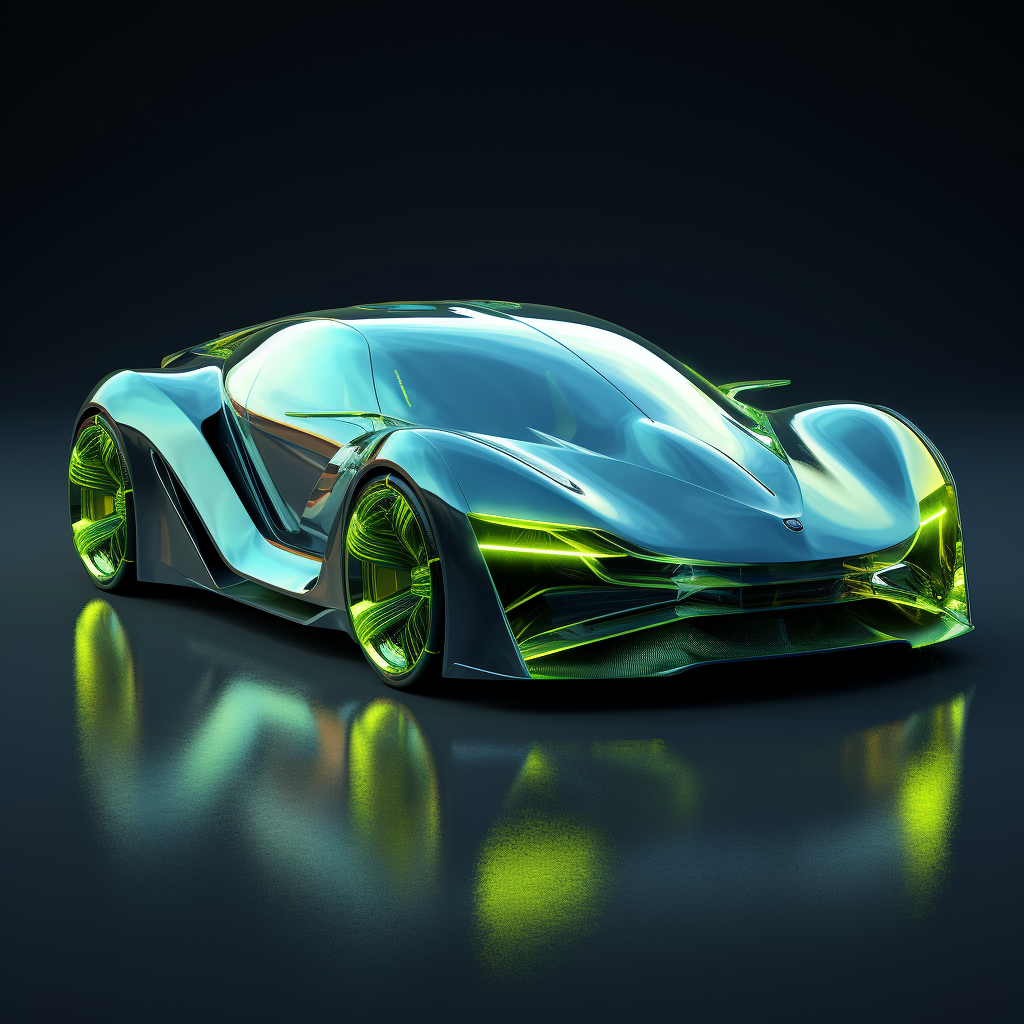 Transparent Glass Car on Dark Background