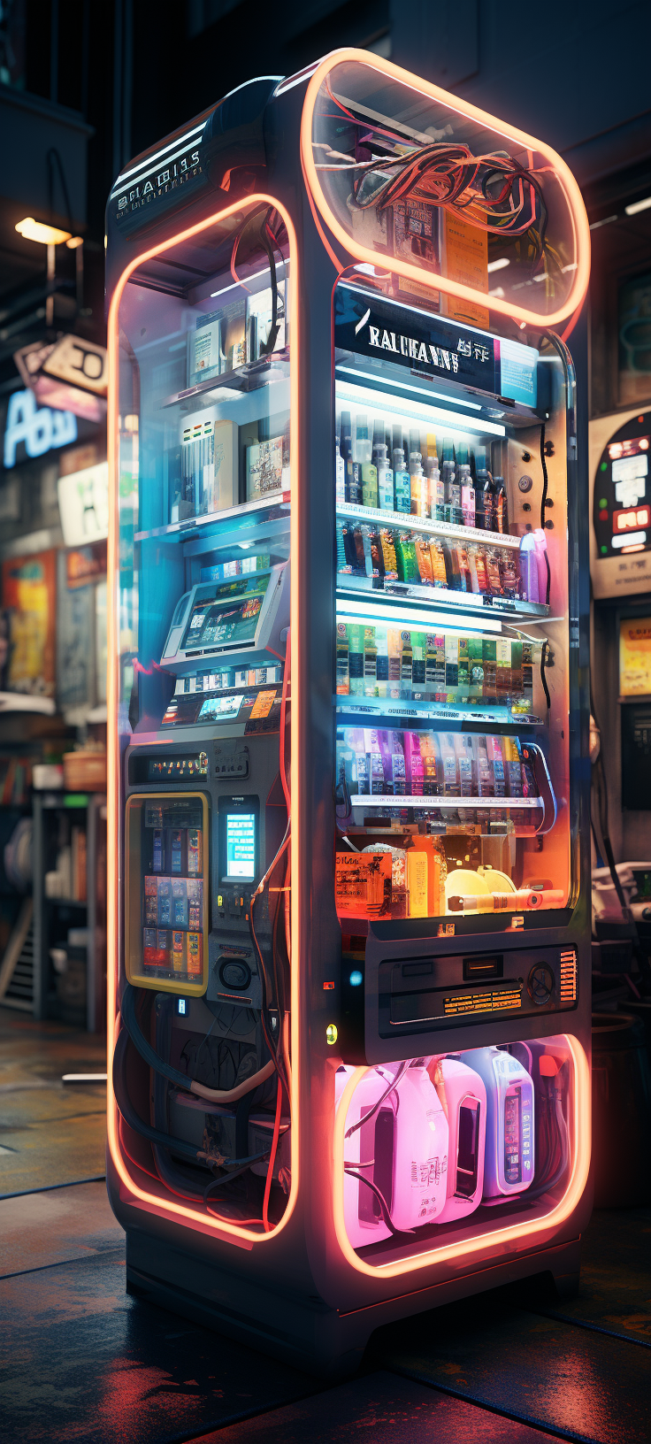 Tools inside a Futuristic Vending Machine