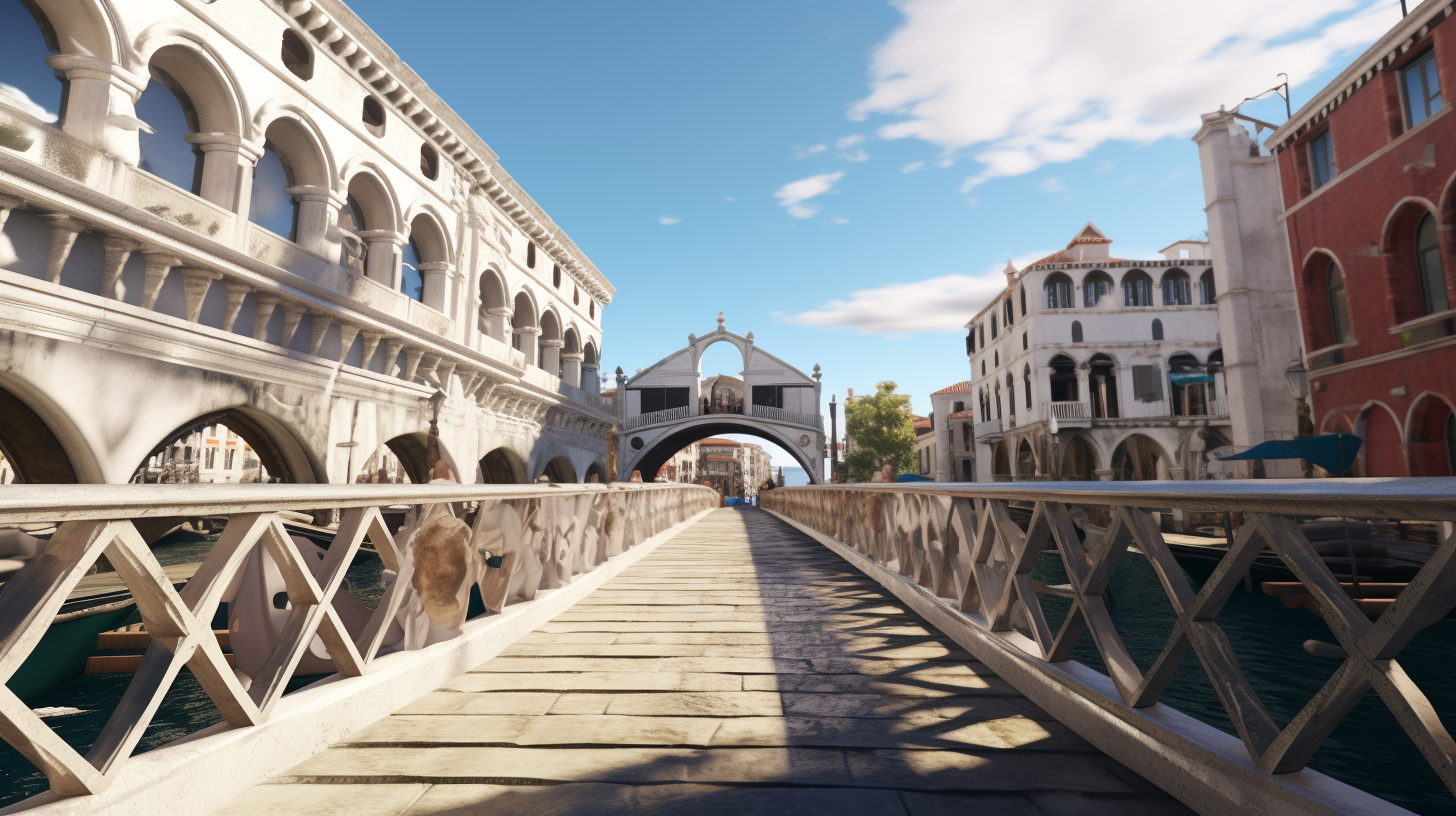 VR time travel game in futuristic Venice