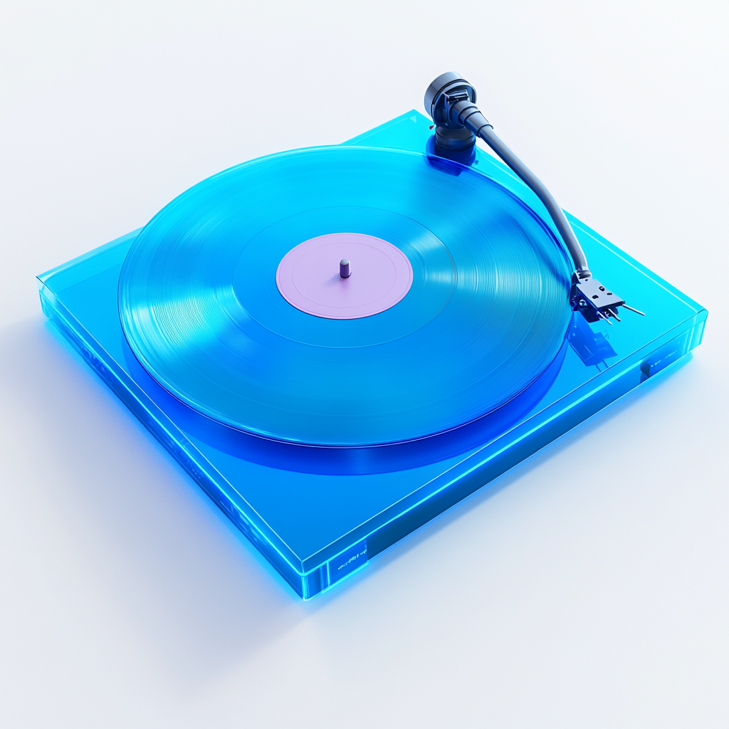 Futuristic Blue Gradient Vinyl Record