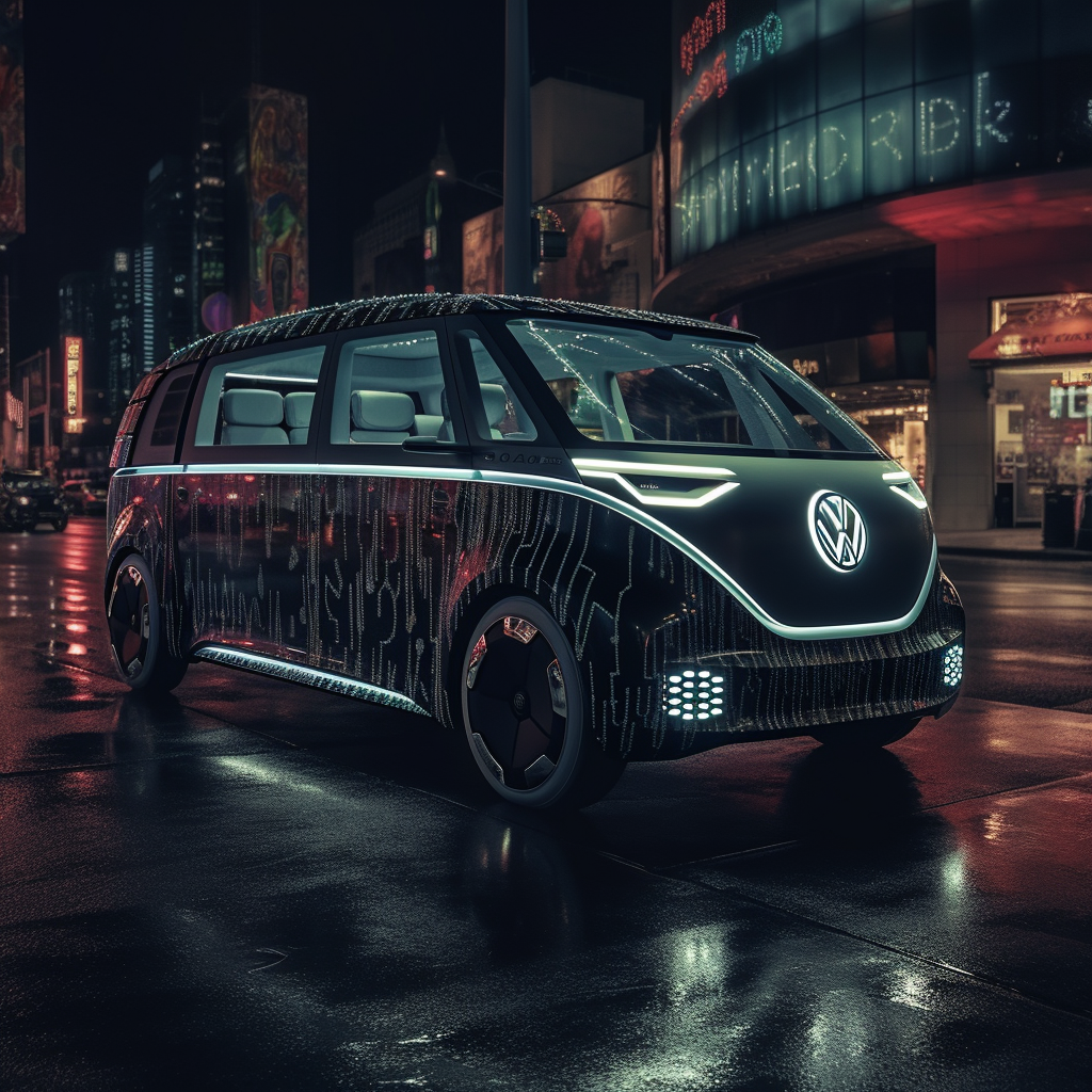 Futuristic VW Concept Van at Night